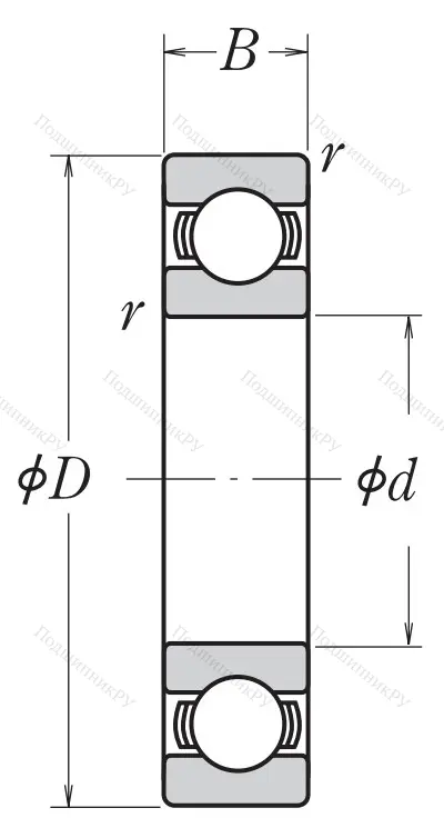 Однорядный шариковый подшипник 6330 C 3 E