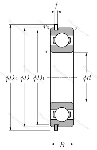 Однорядный шариковый подшипник 6210 NR от производителя  NTN