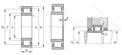 Роликовый цилиндрический подшипник NU 2222 E.M 1.C 3 от производителя  FAG