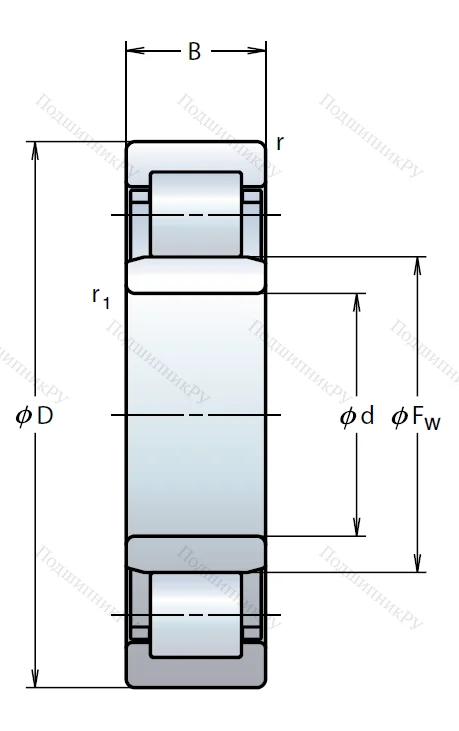 Роликовый цилиндрический подшипник NU 314 W C 3
