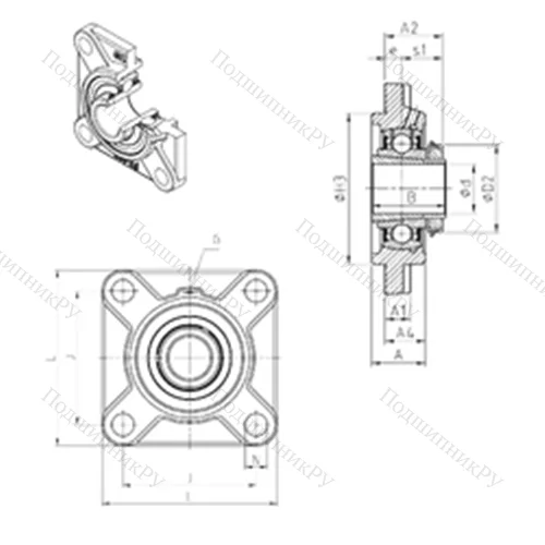 Подшипниковый узел шариковый радиальный UKFS 311H