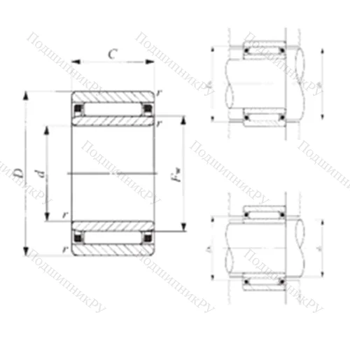 Подшипник игольчатый радиальный NAF 609030 от производителя  IKO