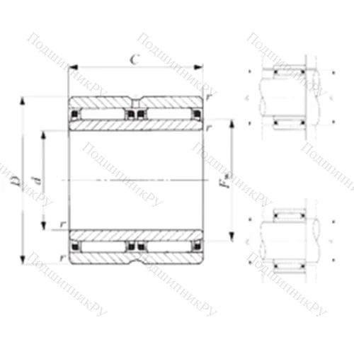 Подшипник игольчатый радиальный NAFW 609060 от производителя  IKO