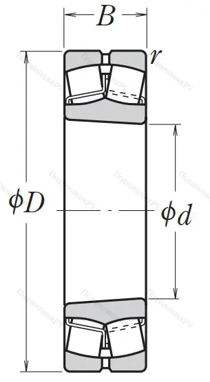 Сферический роликовый подшипник с конической посадкой на вал 22218 EAKE 4