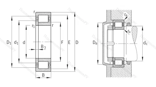 Роликовый цилиндрический подшипник NUP 308 E XL TVP 2 от производителя  FAG