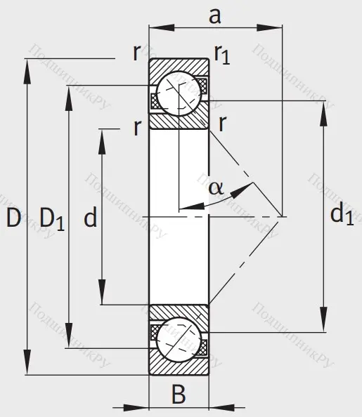Однорядный шариковый подшипник 7206 B XL TVP