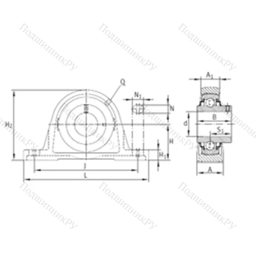 Подшипниковый узел шариковый радиальный RASEY 60-N
