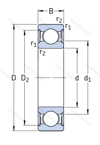 Однорядный шариковый подшипник 61828-2RS 1 от производителя  SKF