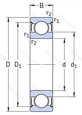 Однорядный шариковый подшипник W 6001 2Z в Балашихе Однорядный шариковый подшипник W 6001 2Z в Балашихе