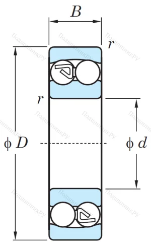 Двухрядный шариковый подшипник 1208 от производителя  KOYO
