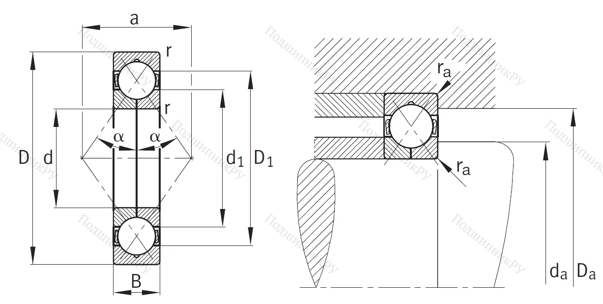 Радиально-упорный шариковый подшипник QJ 315 N 2MPA