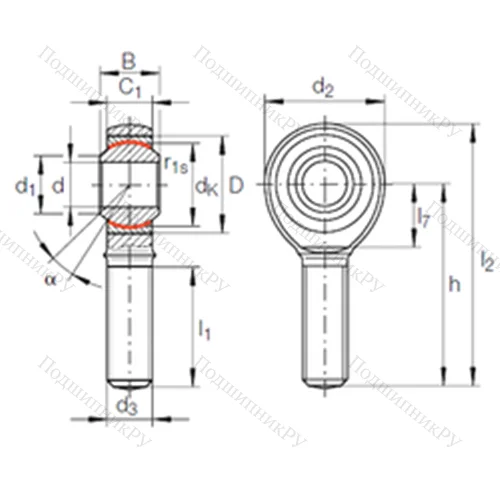 Подшипник скольжения сферический GAKL 12 PW