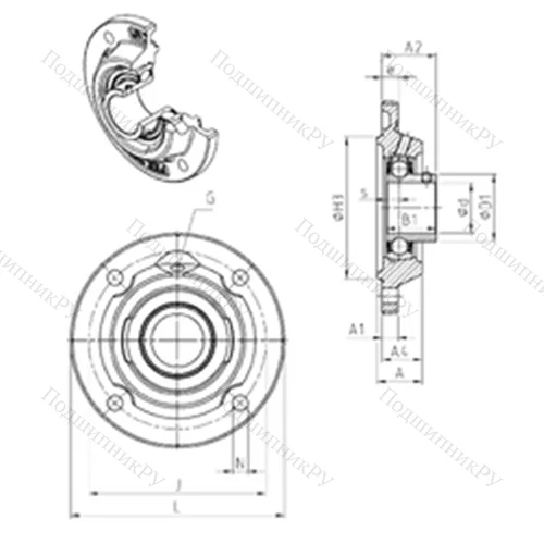 Подшипниковый узел шариковый радиальный USFEE 210