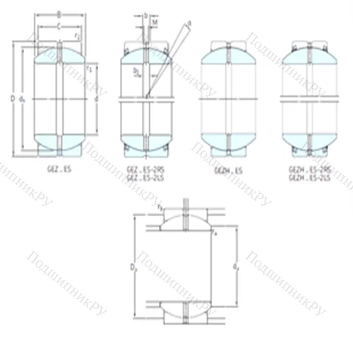 Подшипник скольжения сферический GEZH 312ES-2LS от производителя  SKF