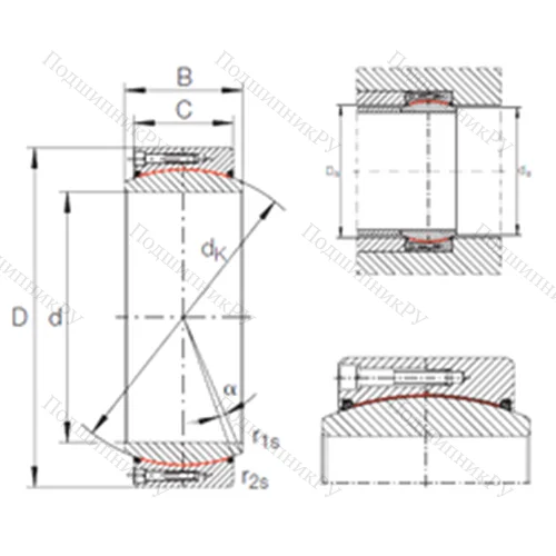 Подшипник скольжения сферический GE 440 DW-2RS 2