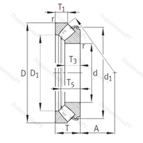 Подшипник роликовый упорно-радиальный 29468-E 1
