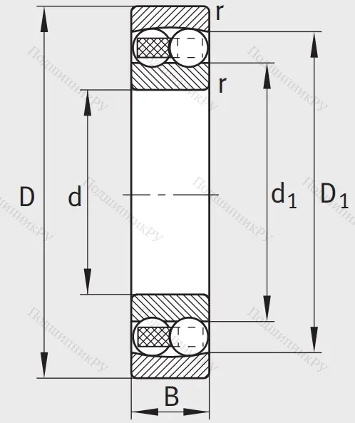 Двухрядный шариковый подшипник 2305 TVH
