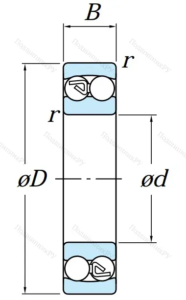 Двухрядный шариковый подшипник 1307