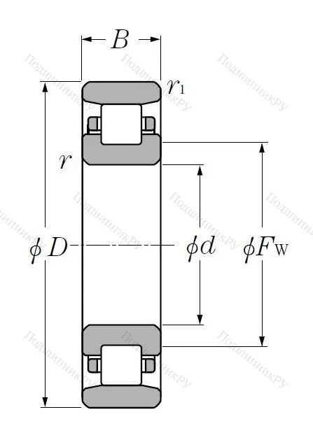Роликовый цилиндрический подшипник N 221
