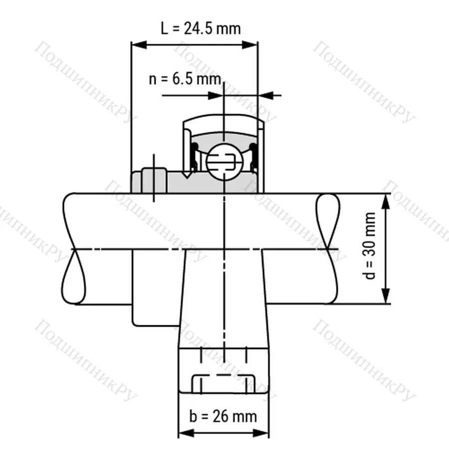 Подшипниковый узел SS KP 006 ST - Вал: 30 мм