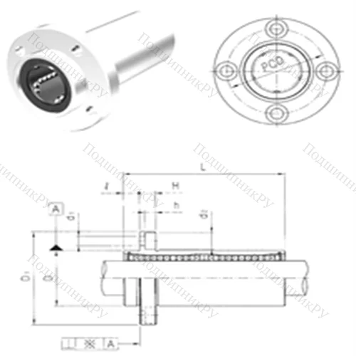 Подшипник шариковый линейный LMFP 13LUU от производителя  Samick