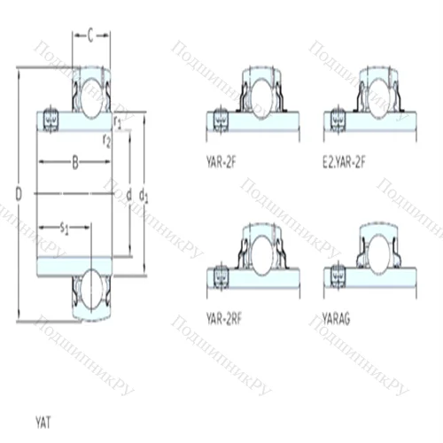 Подшипник шариковый радиальный YAR 208-2RF/VE 495 от производителя  SKF