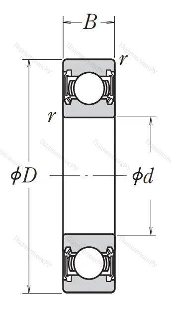 Однорядный шариковый подшипник 6022 DDU C 3