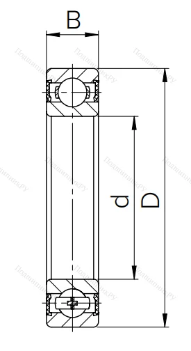 Шариковый однорядный подшипник 180205 (6205 2RS)