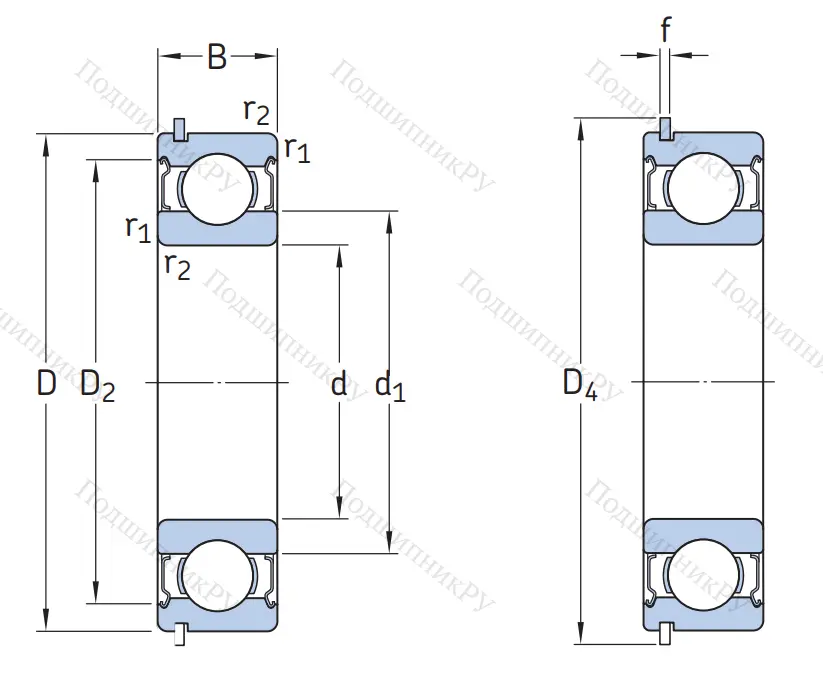 Однорядный шариковый подшипник 6216 DDU NR
