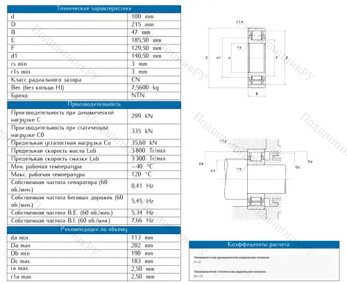 Роликовый цилиндрический подшипник N 320 от производителя  NTN