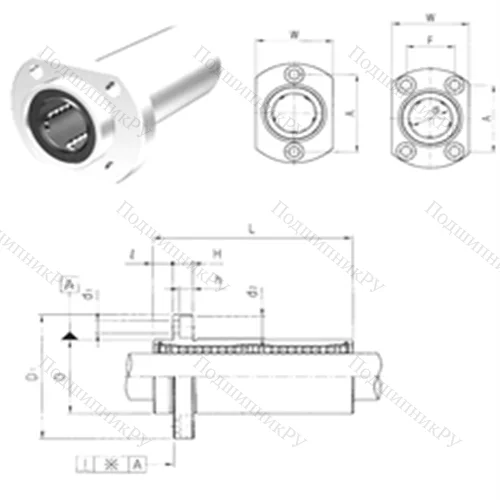 Подшипник шариковый линейный LMHP 12L от производителя  Samick