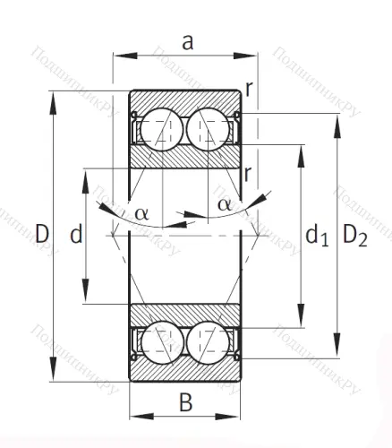 Двухрядный шариковый подшипник 3207 B 2ZRTNG от производителя  NSK