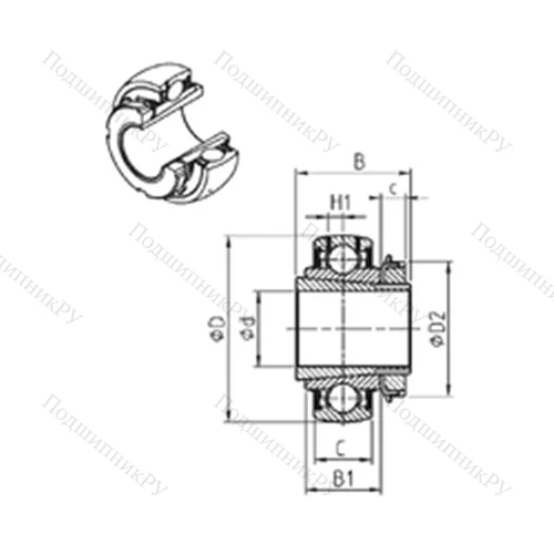 Подшипник шариковый радиальный UK 217+H от производителя  SNR