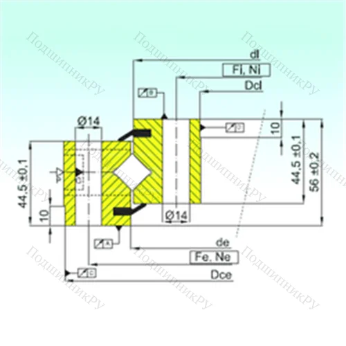 Подшипник роликовый опорно-поворотный NR 1.14.0414.201-3PPN