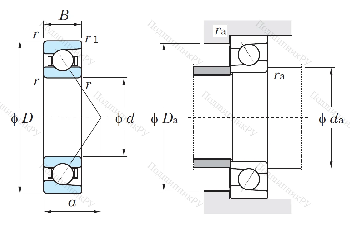 Однорядный шариковый подшипник 7206 B