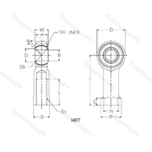 Подшипник скольжения сферический HRT 10