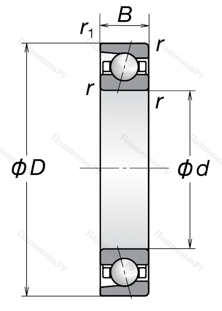 Однорядный шариковый подшипник 7200 BW от производителя  NSK