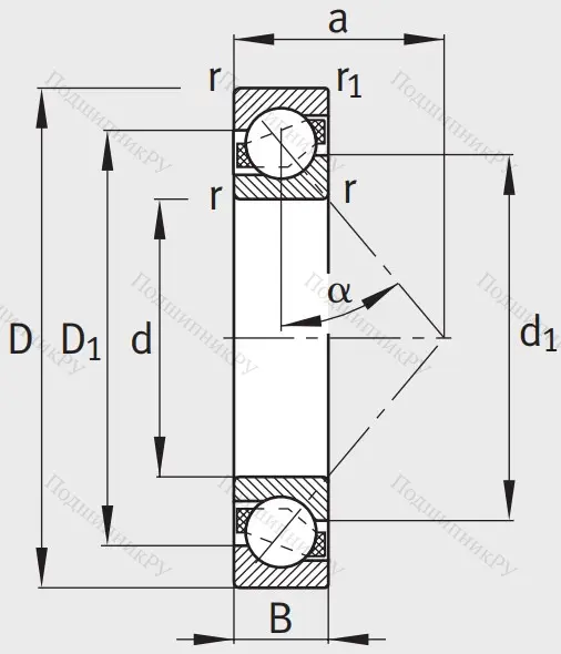 Однорядный шариковый подшипник 7308 B XL TVP