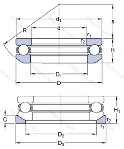 Упорный шариковый подшипник 18204 (53204+U 204) в Балашихе