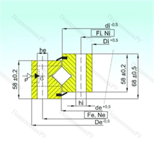 Подшипник роликовый опорно-поворотный NR 1.16.1754.400-1PPN