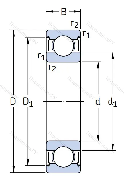 Однорядный шариковый подшипник 6301 2Z