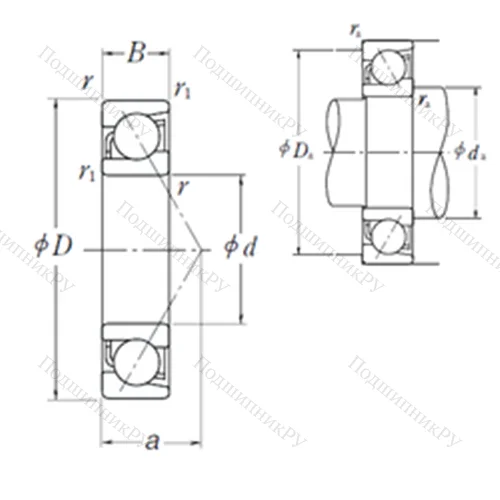 Подшипник шариковый радиально-упорный 7228 B от производителя  NSK Подшипник шариковый радиально-упорный 7228 B от производителя  NSK