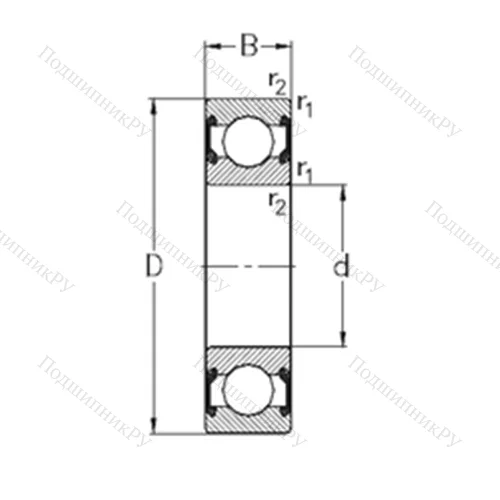 Подшипник шариковый радиальный 6010-2RS 2