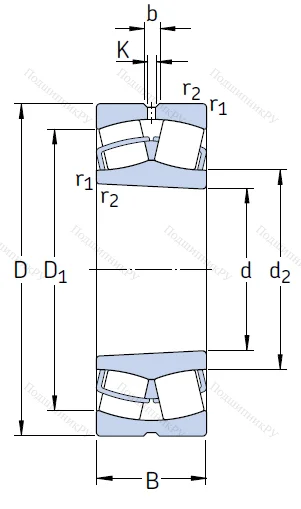 Сферический роликовый подшипник с конической посадкой на вал 22205 EK