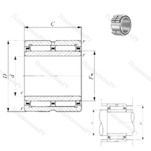 Подшипник игольчатый радиальный NA 6904