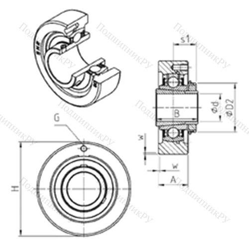 Подшипниковый узел шариковый радиальный UKC 315H
