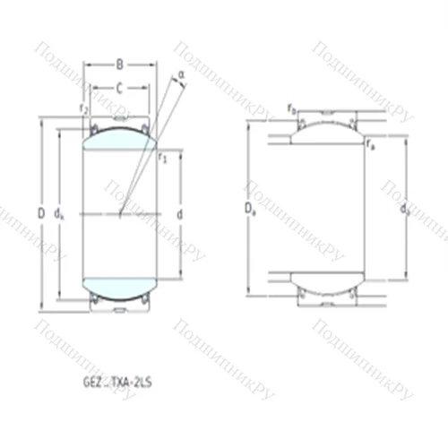 Подшипник скольжения сферический GEZ 106TXE-2LS от производителя  SKF