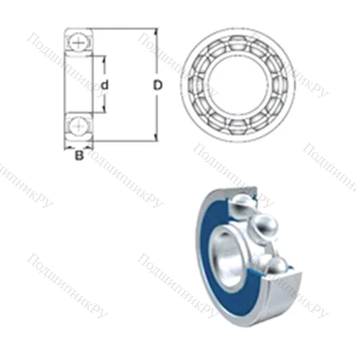 Подшипник шариковый радиальный 61907-2RS от производителя  ZEN