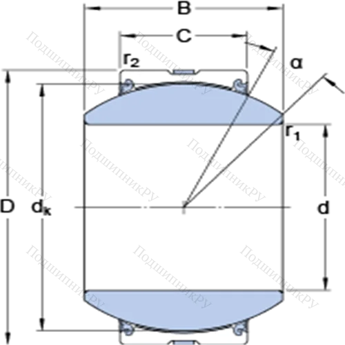 Радиальные сферические подшипники скольжения с контактными поверхностями сталь/сталь, требующие техобслуживания GEH 60 TXG 3A-2LS