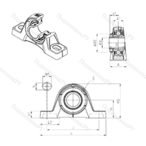 Подшипниковый узел шариковый радиальный UKPE 215H